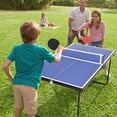 thumbnail image 2 of BeesClover Table de Ping-Pong Portable 4,5 Pi, Ensemble de Jeu de Tennis de Table Intérieur Extérieur avec Filet, 2 Palettes et 3 Balles, Conception Pliable et Compacte pour Adultes Ados Enfants, Assemblage Facile, 2 of 7