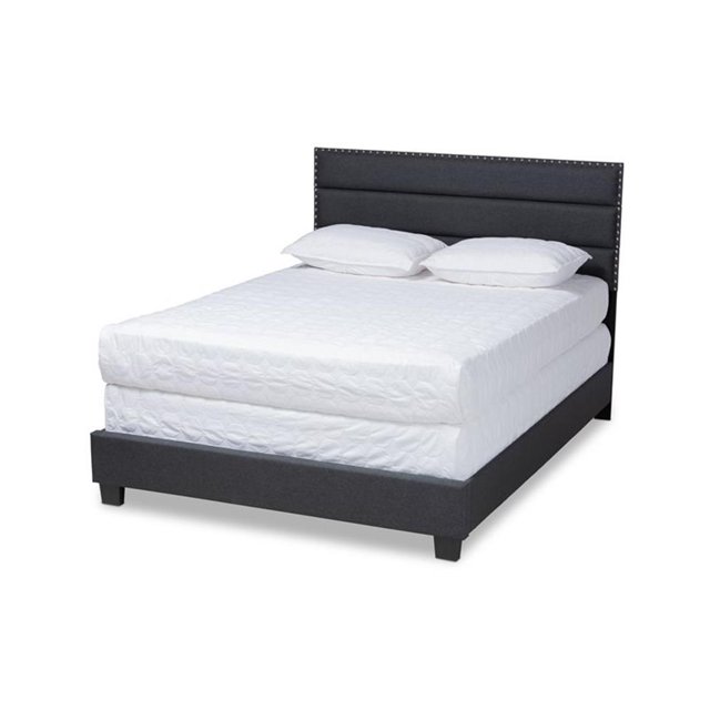 Baxton Studio Lit Très Grand Size en Tissu Gris Foncé Rembourré
