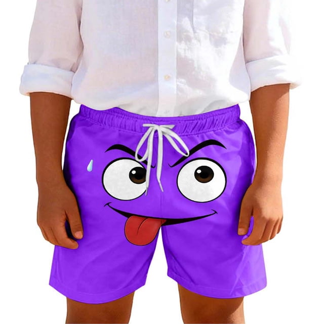 Swim Trunks for Boys Toddler Solid Color Cute Print Breathable Shorts with Pocket 1Pc