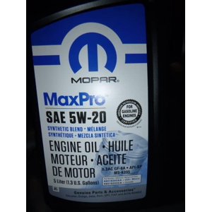 Mopar Genuine Chrysler Parts & Accessories Maxpro SAE 5W-20 Motor Oil 5-Quart (1.3 U.S. GAL)