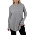 thumbnail image 1 of 2025 Femmes Décontracté Uni Foncé Chemise pour Femmes Couleur Ample Col Rond Hauts pour Femmes Tendance Manches Longues Manches Raglan Chemise de Compression à Manches Longues Femmes T-Shirt, 1 of 4