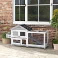 thumbnail image 2 of PawHut Wooden Rabbit Hutch with Openable Roof, Storage Box, Grey, 2 of 10