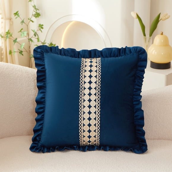 Savings! Gspmoly Holland Velvet Solid Colour Lace Splicing Big Side Pillow Home Sofa Decorative Cushion Floating Window Waist Cushion Savings
