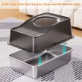 thumbnail image 2 of Stainless Steel Litter Box with Lid, Enclosed Litter Box with Cat Litter Mat and Scoop, Extra Large High Sided Cat Litter Trays Easy Clean Detachable, 2 of 7