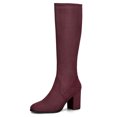 thumbnail image 1 of Unique Bargains Bottes Hauteur Genou à Talon Bloc à Bout Rond pour Femmes, 1 of 6