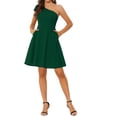 thumbnail image 2 of INSPIRE CHIC Robe pour Femme Nœud une Épaule Sans Bretelles Ligne A Évasée Robe de Soirée avec Poches TP Vert Foncé, 2 of 6