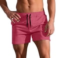 thumbnail image 2 of EOYWHK Mens Swim Trunks 3 inch Athletic Gym Shorts Solid Color Hot Spring Holiday Swimming Surfing Bottom, 2 of 4