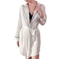 thumbnail image 1 of Timegard Robe de Nuit pour Femmes à Manches Longues, Col à Revers, Col en V, Chemises de Nuit Confortables, Taille Ceinturée, Pyjama Mini Décontracté, 1 of 6