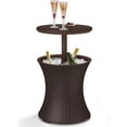 thumbnail image 4 of Keter 228573 Cool Bar Outdoor Patio Cocktail and Side Table with Cooler, Brown, 4 of 6