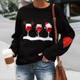 thumbnail image 3 of Pompotops Automne et Hiver Femmes Chandail Imprimé de Noël Col Rond Manches Longues Blouse Unie Hauts Chandails en Molleton, 3 of 4