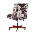 thumbnail image 4 of Linon Draper Wood Base Upholstered Rolling Office Chair in Brown Cow Print, 4 of 16