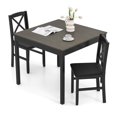 thumbnail image 1 of Costway 3 PCS Dining Table Set Wooden Square Kitchen Table with 2 Upholstered Chairs Gray, 1 of 10