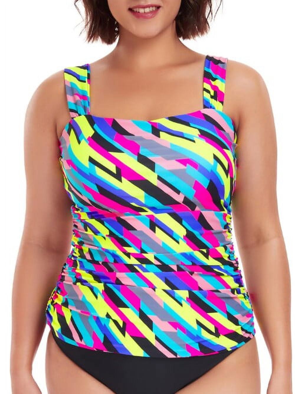 RELLECIGA Haut de Tankini Froncé Bandeau pour Femmes Maillots de Bain