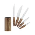 thumbnail image 2 of JS Gourmet - Knife Set with Universal Storage Block, Stainless Steel Blade, Brown, 2 of 3