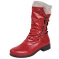 thumbnail image 2 of Babysbule Bottes pour Femmes Hiver Femmes Vintage Hiver Fermeture Éclair Mi-Mollet à Lacets à Enfiler Rétro Chaussures pour Dames, 2 of 5