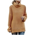 thumbnail image 1 of IROINID Chandail à Col Roulé pour Femmes Couleur Unie Ample Mi-Longueur Manches Longues Ligne Épaisse, 1 of 6