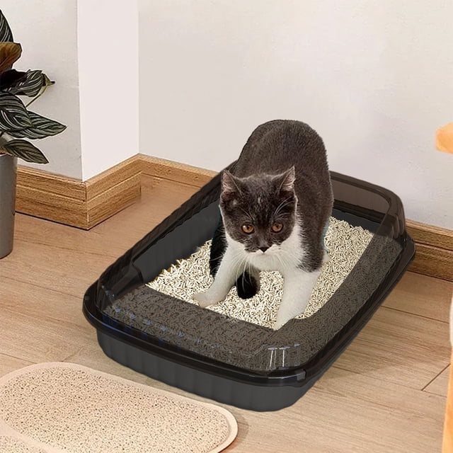 Chmadoxn Closet Organizers and Storage, Semi Enclosed High Bar Litter Box With Splashs Proof Designs Provides Ample Space For Cats Includes Shovel For Kittens Plastics cat litter boxs