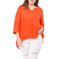 thumbnail image 2 of GRACE & GRANDEUR Blouse à Encolure en V Fendue à Manches 3/4 pour Femmes Grande Taille, 2 of 7