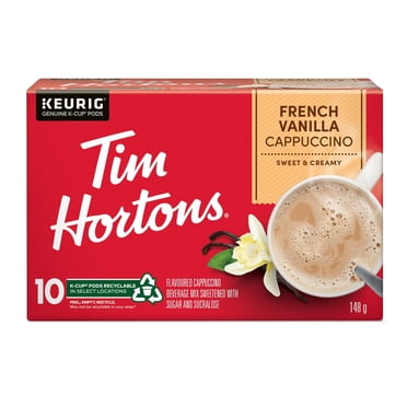 Capsules K-Cup de cappuccino vanille française Tim Hortons, capsules K-Cup à usage unique compatibles avec Keurig, sucré et crémeux, 10 capsules