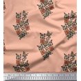 thumbnail image 1 of Soimoi Poly Georgette Fabric Leaves & Floral Block Fabric Prints by Yard 52 Inch Wide, 1 of 3