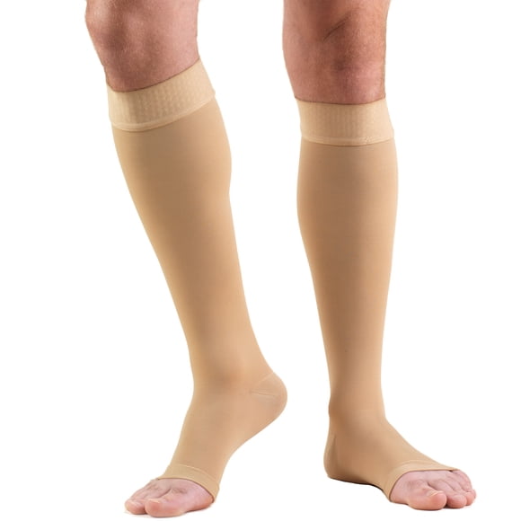Truform Bas Mi-Mollet, Bout Ouvert, Bas à Pois : 20 - 30 mmHg, Beige, Petit