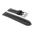 thumbnail image 3 of 20mm Leather Watch Band Strap, Mat Finish, White Stitching, Stainless Steel Buckle, 3 of 7