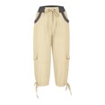thumbnail image 4 of Timegard Womens Cargo Capri Pants Elastic Waisted Drawstring Cinch Bottom Hiking Crop Pants with Pockets, 4 of 6