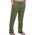 thumbnail image 1 of Innerwin Pants Elastic Waist Men Trousers Beach Drawstring Lightweight Long Pant Army Green L, 1 of 2
