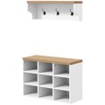 thumbnail image 1 of CoSoTower 2-in-1 Hall Tree, 5-Hook Coat Rack Shoe Bench Set w/ Bench and Shoe Storage for Entryway, Hallway, White, 1 of 7