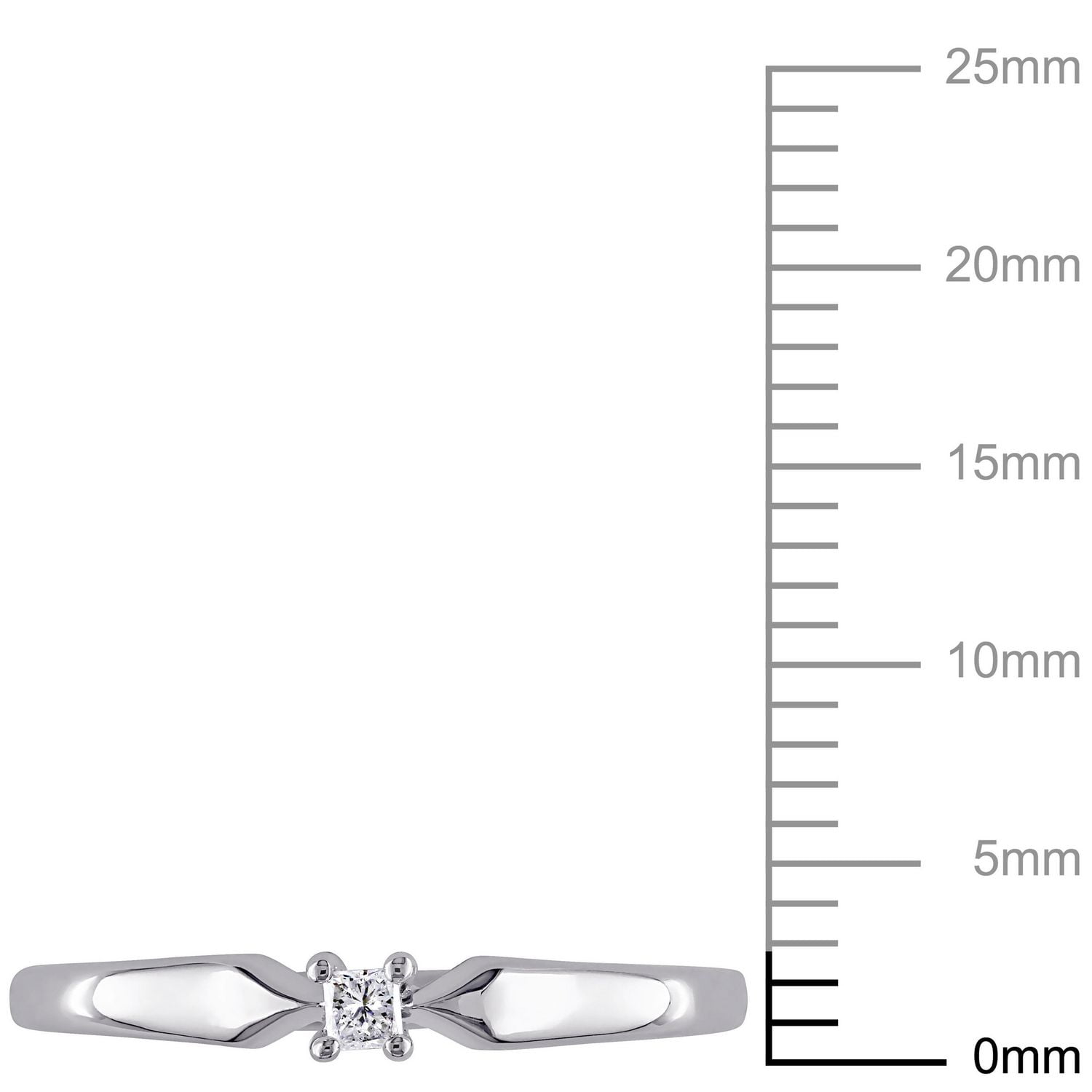 Bague solitaire Miabella avec diamant de coupe princesse en argent sterling