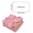 thumbnail image 3 of Cozy Fringe Knit Blanket 100x70cm, Soft Acrylic Sofa Office Nap Throw, Portable Lightweight Blanket for Home Travel Gift with Durable Easy-Care Fabric, Pink, 3 of 7