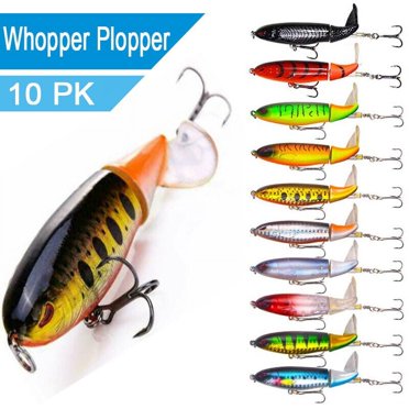 Whopper Plopper Leurre de Pêche à Queue Flottante pour Achigan, 10 Unités