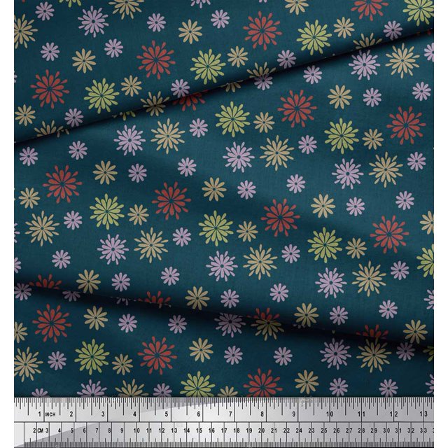 Soimoi Tissu Jersey en Coton Tissu à Imprimé Floral Artistique au Mètre 58 Pouces de Large