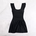 thumbnail image 4 of Amzcrzy Maillots de Bain pour Femmes Couleur Unie Col Rond Contrôle du Ventre Maillots de Bain Taille Haute une-Pièce Mode Confortable Plissé Fente Robe de Bain, 4 of 9