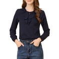 thumbnail image 1 of INSPIRE CHIC Blouse Chemise à Manches Longues à Col à Volants pour Femmes, Rentrée Scolaire, Saint-Valentin, TP Bleu Foncé, 1 of 7