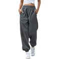 thumbnail image 1 of AherBiu Pantalon de Survêtement en Molleton pour Femmes, Ample, Taille Haute, Décontracté, Athlétique, Joggers avec Poches, Course, Gym, Entraînement, Pantalon, 1 of 6