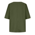 thumbnail image 4 of asjyhkr Womens Linen T Shirts Loose Fitting V Neck Button Lightweight Summer Tops Solid Color Tees, 4 of 7