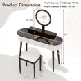 thumbnail image 3 of Costway Solid Wood Makeup Vanity Desk Set with LED Lighted Mirror Drawers Cushioned Stool White + Brown, 3 of 10