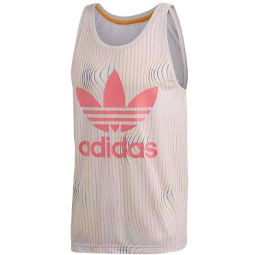 adidas Débardeur à Rayures Déformées pour Homme DU0986, Chalk Pearl, S
