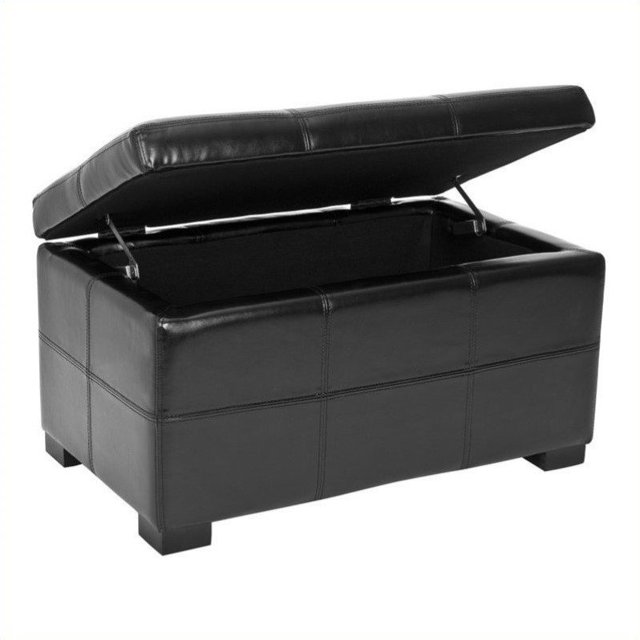 Safavieh Petit Banc de Rangement en Cuir Bicasté Touffeté Violet Noir