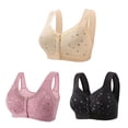 thumbnail image 1 of Bigersell Front Snap Bra 3pcs Full Coverage Bra Style R-50 Breathable Padded Bras Pack R-50-khaki, 1 of 6