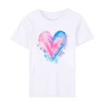 thumbnail image 4 of Diufon Hauts de la Saint-Valentin pour Femmes Décontractés Tendance T-Shirt à Manches Courtes Col Ras du Cou Mignon à Imprimé Graphique Chandail Blouse, 4 of 5