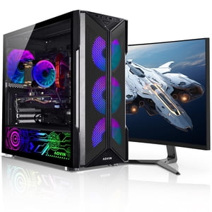Jeu PC Tour d'ordinateur de bureau avec Intel Core i7 Jusqu'à 4,6 Ghz, GeForce RTX 3050 8GB GDDR6 (HDMI), 1TB SSD,32GB DDR4 RAM, 24 inch Moniteur de jeux ,Windows 11 Pro, Jeu Keybaord et souris, Noir