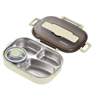 Fankiway thermal Insulation Bento 4 Cells Lunch Box Tableware Set Portable Lunch Box Student Lunch Box with Soup Bowl Lunch Box for Kids and Adults Bento Box Containers