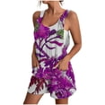 thumbnail image 1 of Pisexur Femmes Casual Grande Taille Combinaison Summer Floral Sans Manches Moulante Sangle Spaghetti Réglable Extensible Shorts une Pièce Combinaisons avec Poches S-3XL, 1 of 5
