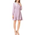 thumbnail image 2 of INSPIRE CHIC Robe Rétro pour Femme à Ourlet Volanté, Ligne A, Dentelle, Panneau, Col Peter Pan, m Rose, 2 of 6