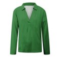 thumbnail image 4 of Yuyuzo Chemises à Manches Longues pour Femmes Col en V Couleur Unie Col Rond Tunique Chandail Tops Blouses, 4 of 5