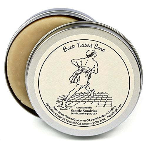 Buck Savon Naked - 100 % Naturel et Fait à la Main. une Barre de 4 oz dans une Boîte-Cadeau de Voyage Pratique. Idéal pour la Peau Sensible Non Parfumée.