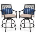 thumbnail image 1 of Costway Set of 2 Patio Swivel Bar Stool Chairs Cushioned Pillow Armrest Rocking, 1 of 7