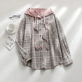 thumbnail image 1 of Cardigan à Carreaux à Capuche pour Femmes, Chemise Décontractée Boutonnée, Veste, Haut, 1 of 8